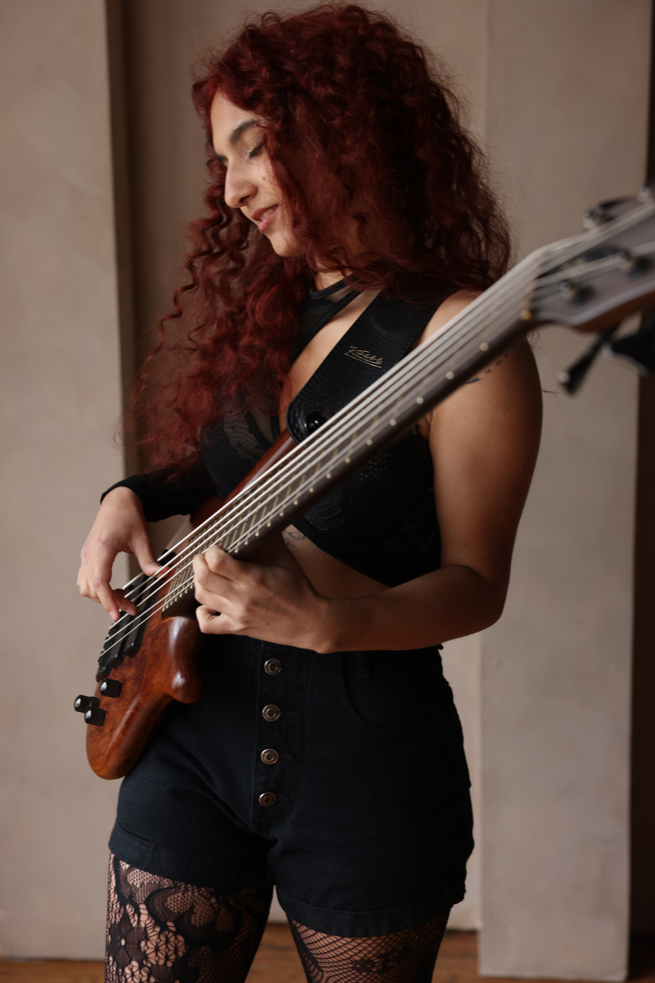 Sharon playing warwick thumb studio