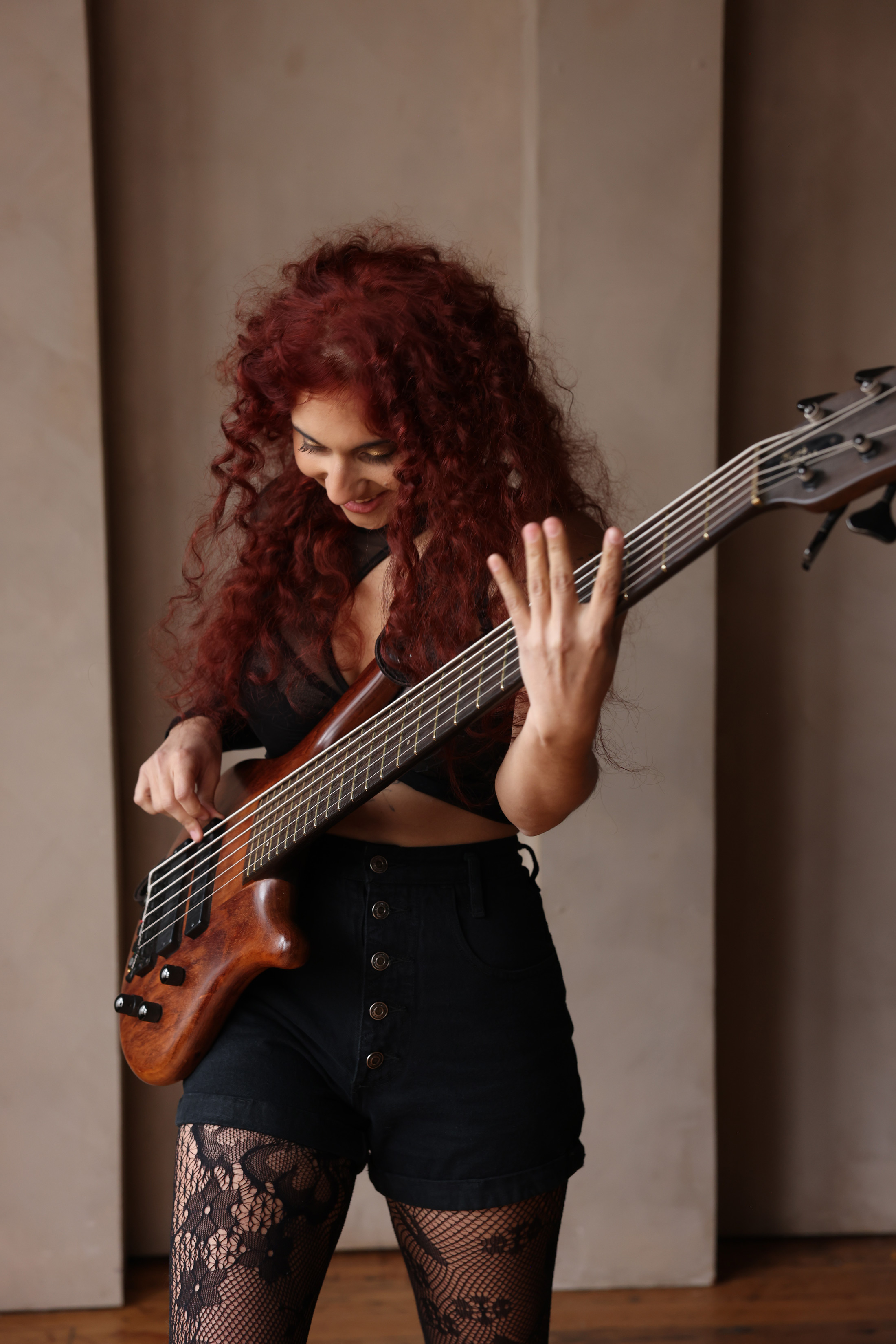 Sharon playing warwick thumb studio