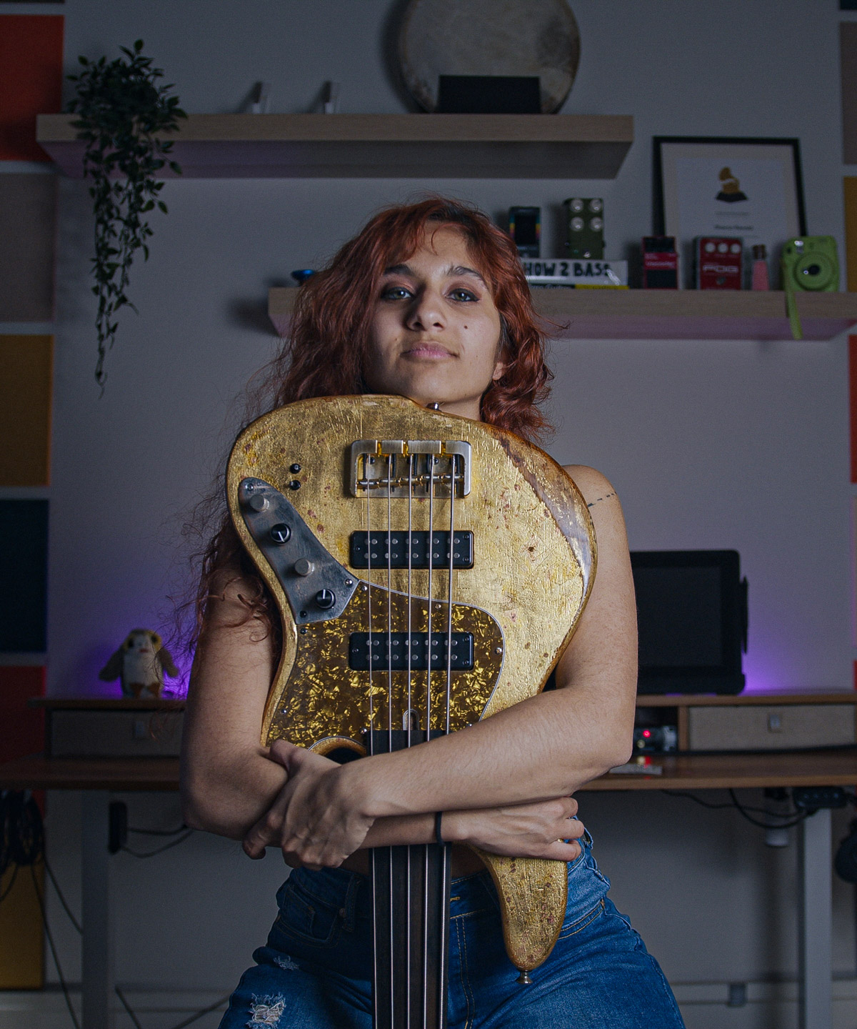 Sharon posing with tiny bass for Partnership Link